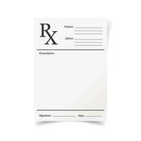 ícone de prescrição realista em estilo simples. rx ilustração em vetor documento em fundo branco isolado. conceito de negócio de papel.