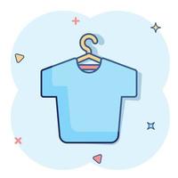 ícone de camiseta em estilo cômico. ilustração vetorial de desenhos animados de roupas casuais em fundo branco isolado. conceito de negócio de efeito de respingo de desgaste polo. vetor