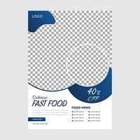 panfleto de menu de comida moderna para restaurante com espaço para fotos vetor