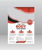 modelo de folheto e cartaz de fitness de corpo de ginásio de esportes vetor