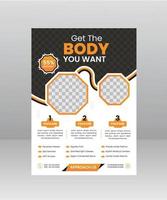modelo de folheto e cartaz de fitness de corpo de ginásio de esportes vetor
