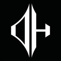 monograma do logotipo dh com modelo de design em forma de diamante vetor