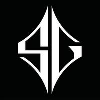 monograma de logotipo sg com modelo de design em forma de diamante vetor