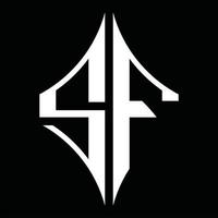 monograma de logotipo sf com modelo de design em forma de diamante vetor