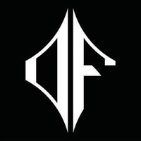 monograma do logotipo df com modelo de design em forma de diamante vetor