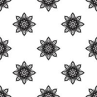 flor mandala arte preto e branco sem costura padrão. padrão monocromático tribal abstrato sem emenda. mão desenhada textura étnica. ilustração vetorial. vetor