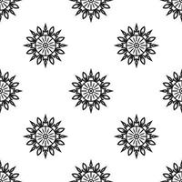 mandala simples preto e branco sem costura padrão. pode ser usado para papel de parede, preenchimentos de padrão, livros para colorir e páginas para crianças e adultos. vetor