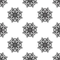 papel de parede de mandala preto e branco sem costura padrão. fundo desenhado à mão. motivos islâmicos, árabes, indianos e otomanos. perfeito para impressão em tecido ou papel. vetor