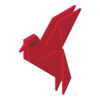 vetor isométrico de ícone de pássaro origami vermelho. papel dobrado