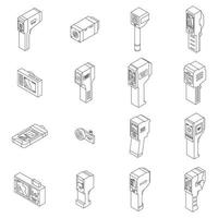 vetor de contorno definido de ícones de termovisor