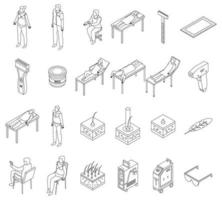 conjunto de ícones de depilação a laser vetor de contorno