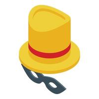vetor isométrico de ícone de chapéu mágico amarelo. mágico superior