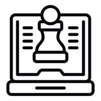 vetor de contorno do ícone de xadrez online. jogo pc