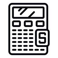 vetor de contorno do ícone da calculadora de subsídio. banco de dinheiro