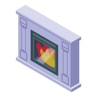 vetor isométrico de ícone de fornalha de calor. incêndio em casa