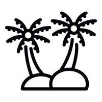 vetor de contorno de ícone de palmeira de ilha. mapa de turismo
