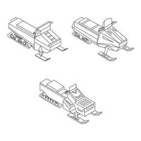 esboço de vetor de conjunto de ícones de moto de neve