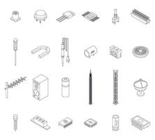 ícones de engenheiro de rádio definem vetor de contorno