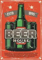 cartaz retrô de cervejaria, garrafa de cerveja artesanal vetorial vetor