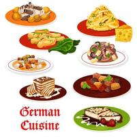 cozinha alemã pratos de carne e sobremesas vetor
