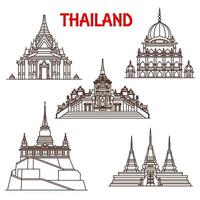 templos de bangkok tailândia ícones de linha vetorial vetor