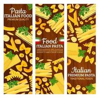 banners de massas italianas com comida de pastelaria italiana vetor