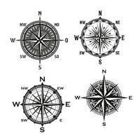 setas rosa dos ventos, bússola náutica vetorial vetor