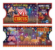 ingressos de circo, artistas e animais vetor
