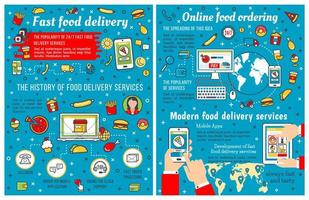 infográfico de entrega e entrega de fast food vetor