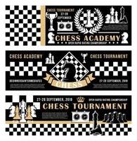 academia de jogo de xadrez, cartaz de vetor de torneio aberto