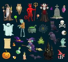 personagens do mal do feriado de halloween, vetor