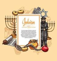 religião do judaísmo e símbolos da tradição judaica vetor