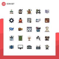 conjunto de 25 símbolos de ícones de interface do usuário modernos sinais para crachá de prêmio de trabalho de amor leilão de martelo elementos de design de vetores editáveis