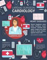 cartaz de médico de medicina de saúde do coração de cardiologia vetor