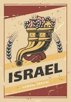 cartaz de colheita de vegetais e cornucópia de israel vetor