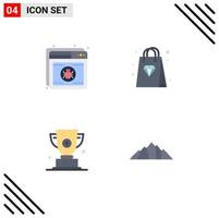 4 conceito de ícone plano para sites móveis e aplicativos antivírus cup web bag prêmio elementos de design de vetores editáveis