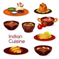 cozinha indiana comida pratos e sobremesas vetor