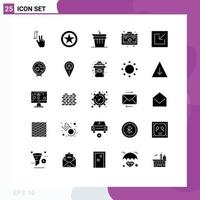 25 ícones criativos, sinais e símbolos modernos de download, saúde, bolsa militar, comida, elementos de design vetorial editáveis vetor