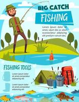 equipamento de pesca e equipamento de pescador vetor