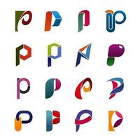 ícones em forma de letra p para sinal do alfabeto abc vetor