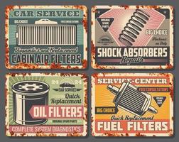 filtros de óleo e combustível, amortecedores serviços automotivos vetor