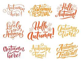 olá letras de outono para férias de outono vetor