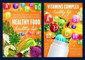 nutrição saudável, vitaminas de frutas e legumes vetor