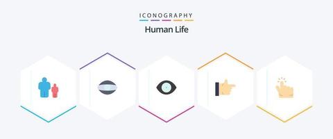 pacote de ícones planos humanos 25, incluindo . . gosta. apontar. dedo vetor