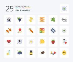 dieta e nutrição pacote de ícones de 25 cores planas, incluindo saudável. dieta. dieta. cintura. dieta vetor