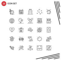 25 ícones criativos, sinais modernos e símbolos de roupas penduradas, café da manhã, ar marinho, elementos de design vetoriais editáveis vetor