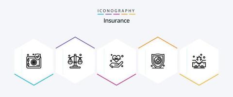 pacote de ícones de 25 linhas de seguro, incluindo seguro. colidir. segurar. acidente. proteção vetor