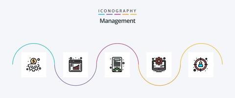 linha de gerenciamento cheia de pacote de ícones de 5 planos, incluindo alvo. Gerente. opções. gerenciamento. gerenciamento vetor