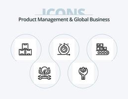 gerenciamento de produtos e design de ícone do pacote de ícones de linha de negócios global 5. produtos. config. filtragem. produtos. plano vetor