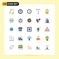 pacote de interface do usuário de 25 cores planas básicas do menu de teste de trabalho em equipe tubo de laboratório editável elementos de design vetorial vetor